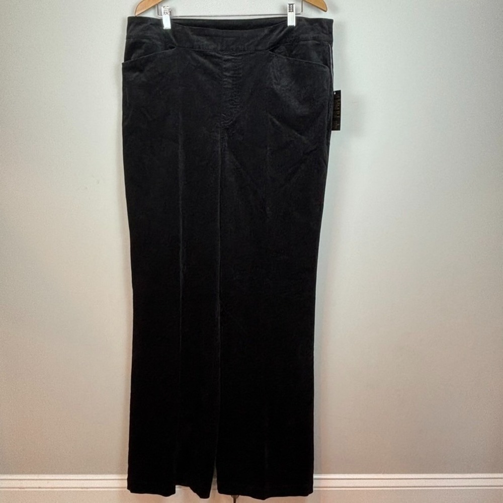 DG2 Diane Gilman‎ Black Suede Pull-on Stretch Wide Leg Pants Womens 18T NWT